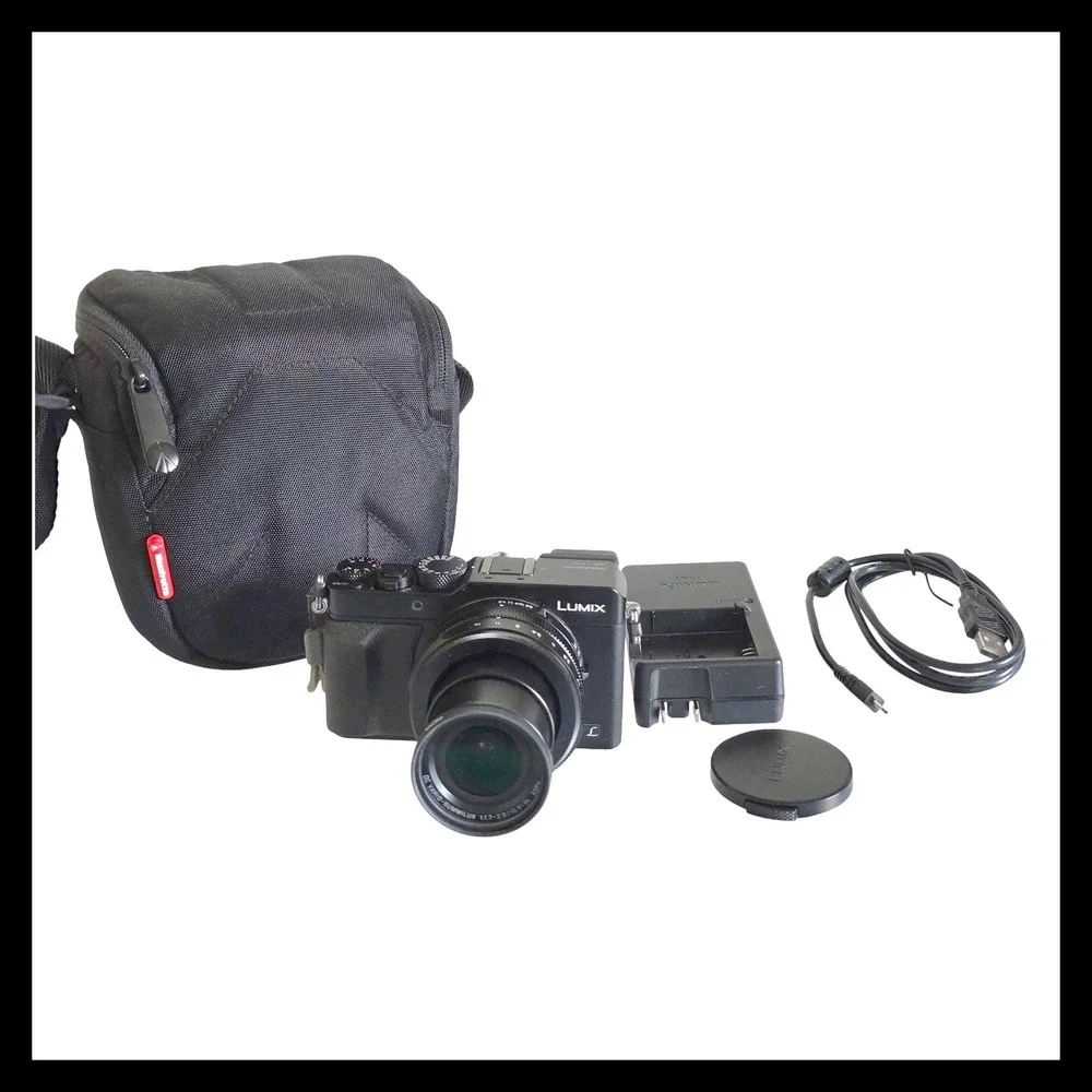 Panasonic LUMIX DMC-LX100 12.8MP Digital Camera Black Bundle Case 64GB Card Char